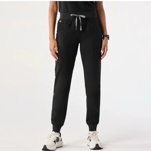 Figs Zamora 2.0 Black Jogger Pants with Gray Drawstring